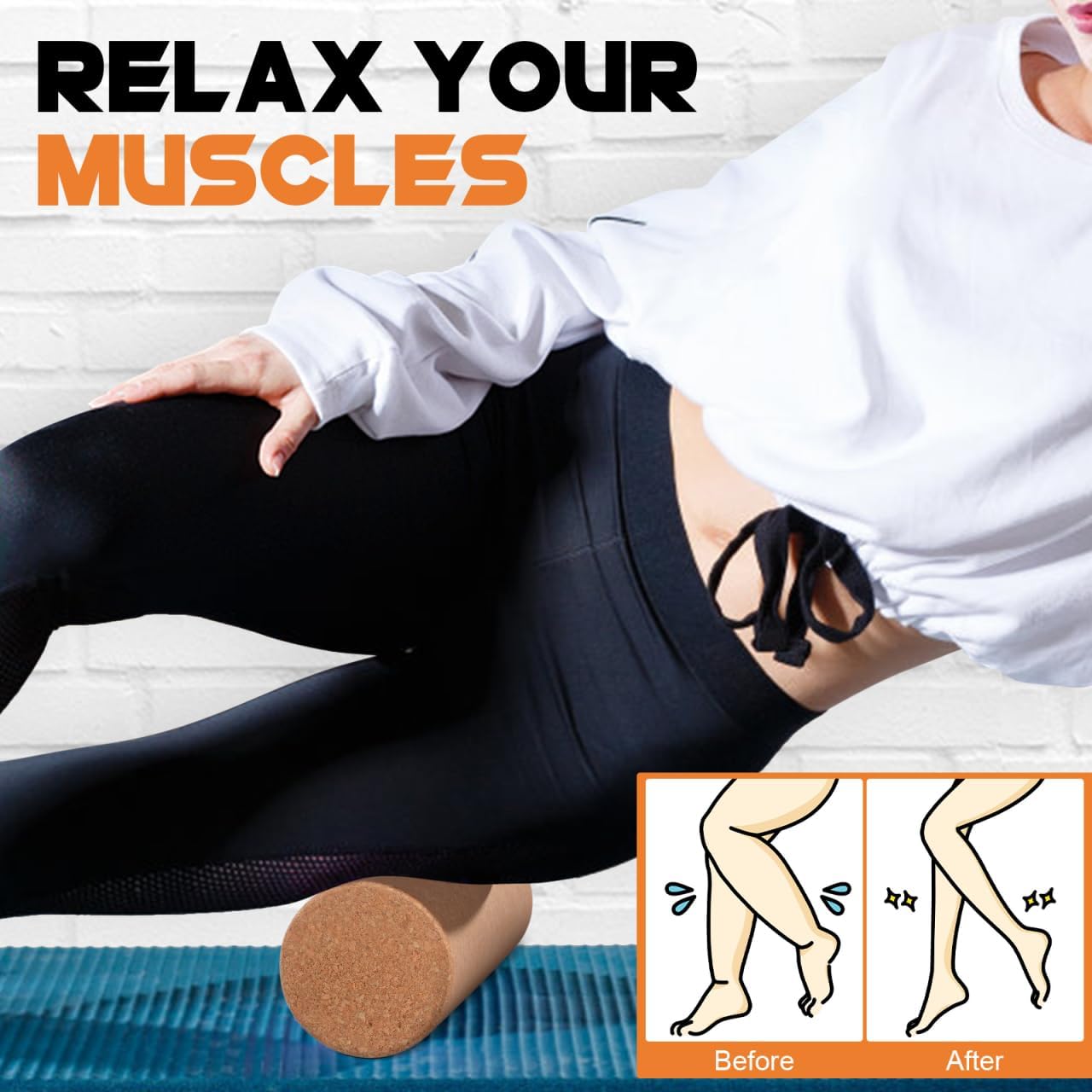Roller Rece pentru Masaj din Plută Naturală – Yoga, Fitness și Recuperare Musculară