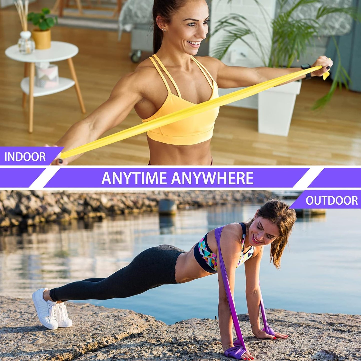 Bandă Elastică de Rezistență Yoga LiveUp 175 cm-Bandă Fitness pentru Antrenamente Acasă, Pilates, Stretching și Recuperare