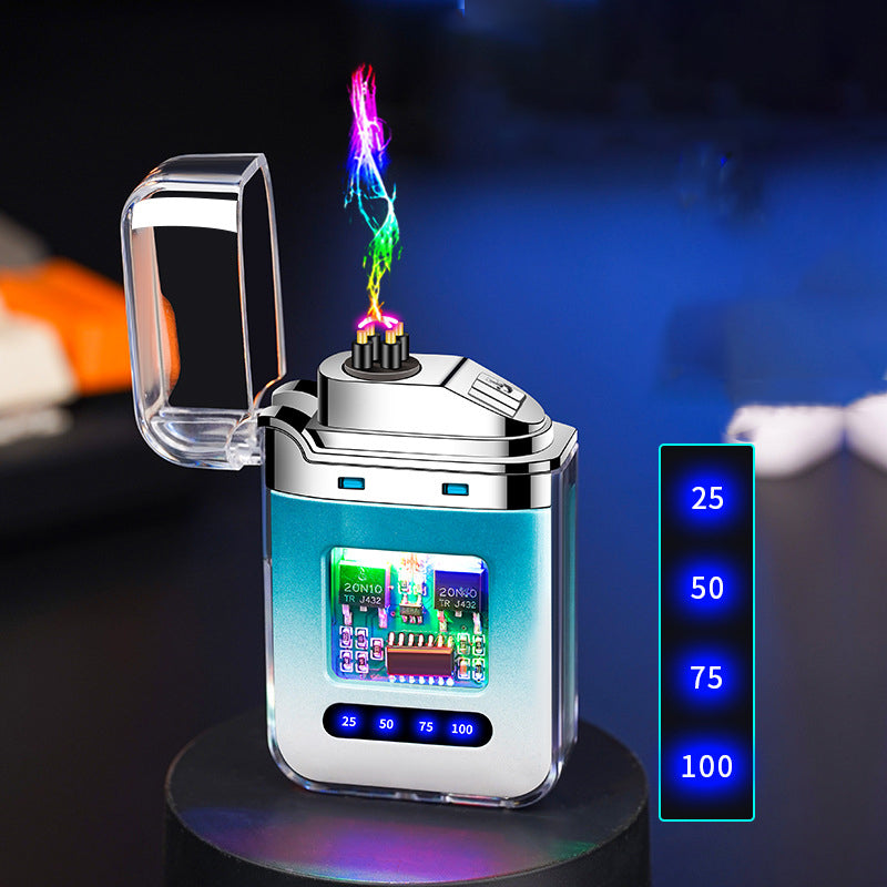 Brichetă Plasma Dublu Arc – Reîncărcabilă USB, Impermeabilă, Transparentă