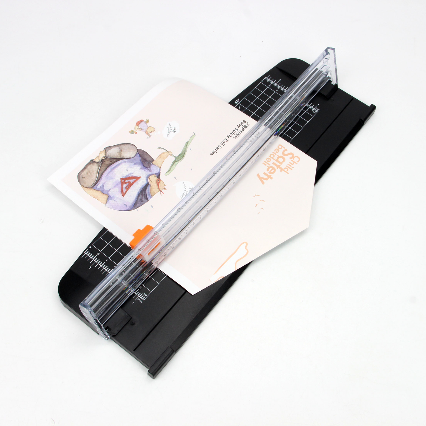 Trimmer Hârtie cu Lamă Ascunsă Si Riglă Pliabilă – 12 Foi, A3/A4/A5, Anti-Alunecare, Negru
