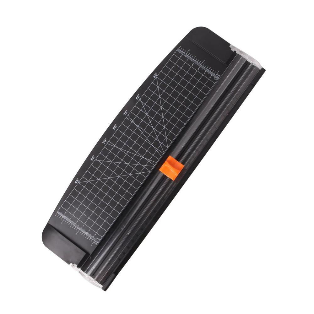 Trimmer Hârtie cu Lamă Ascunsă Si Riglă Pliabilă – 12 Foi, A3/A4/A5, Anti-Alunecare, Negru