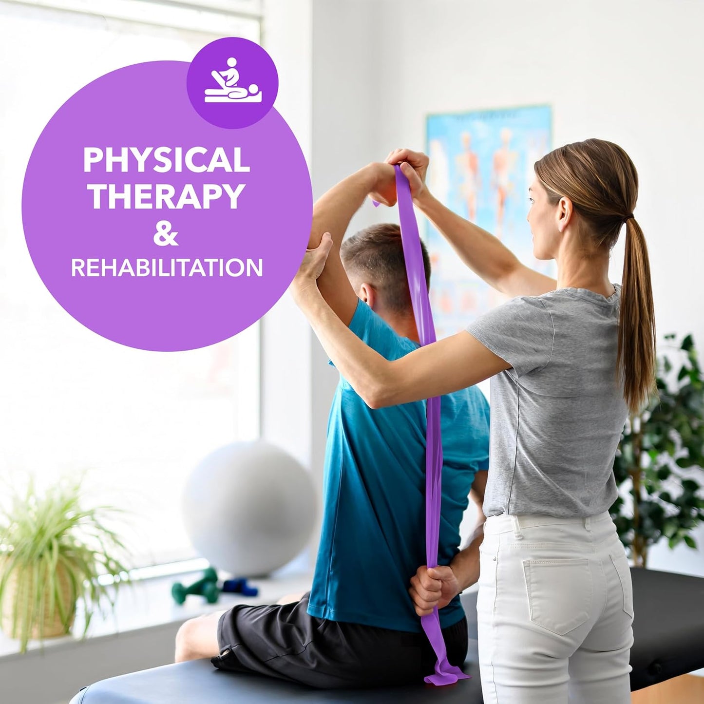 Bandă Elastică de Rezistență Yoga LiveUp 175 cm-Bandă Fitness pentru Antrenamente Acasă, Pilates, Stretching și Recuperare