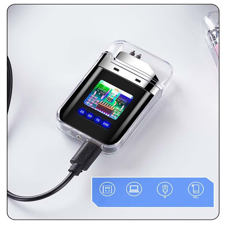 Brichetă Plasma Dublu Arc – Reîncărcabilă USB, Impermeabilă, Transparentă