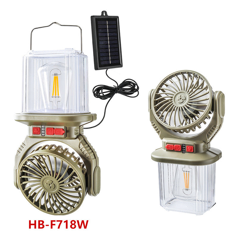 Ventilator Portabil de Camping cu Panou Solar și Baterie Litiu – Lumină LED 2-în-1, Rezistent la Apă IP66, 5000K Lumină Naturală