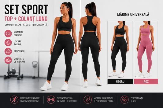Set Sport Femei 2 Piese - Colanti +bustiera PUSH-UP