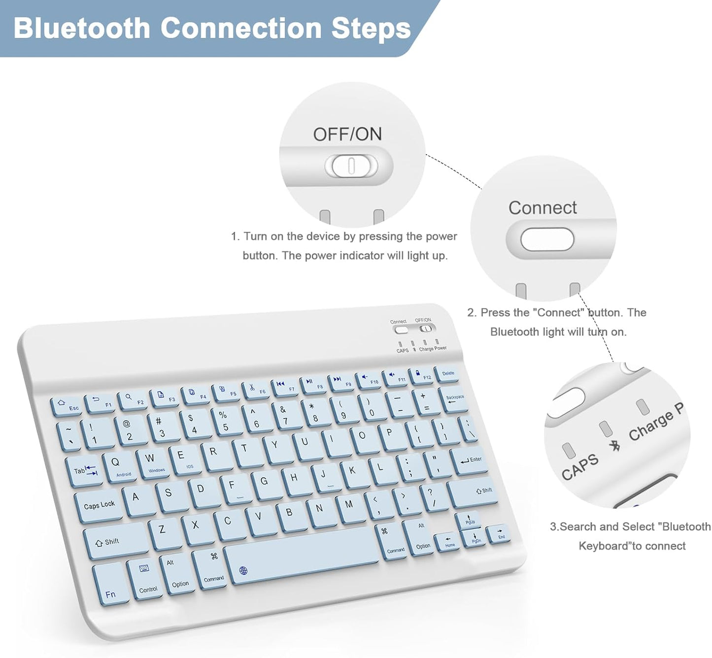 Tastatură Wireless Ultra Subțire – Bluetooth, Reîncărcabilă, Compatibilă iOS/Android/Windows